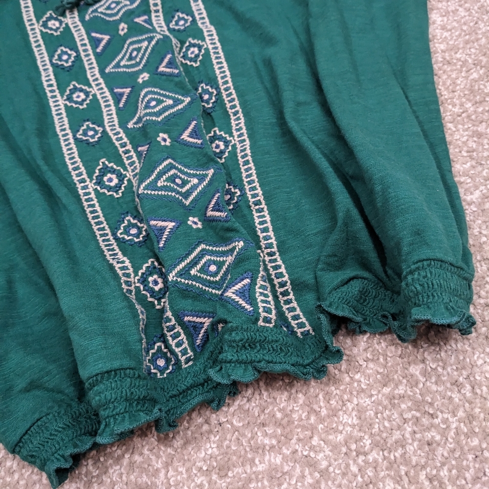SOLD- St John's Bay 100% cotton embroidered short sleeve peasant blouse - Picture 6 of 11